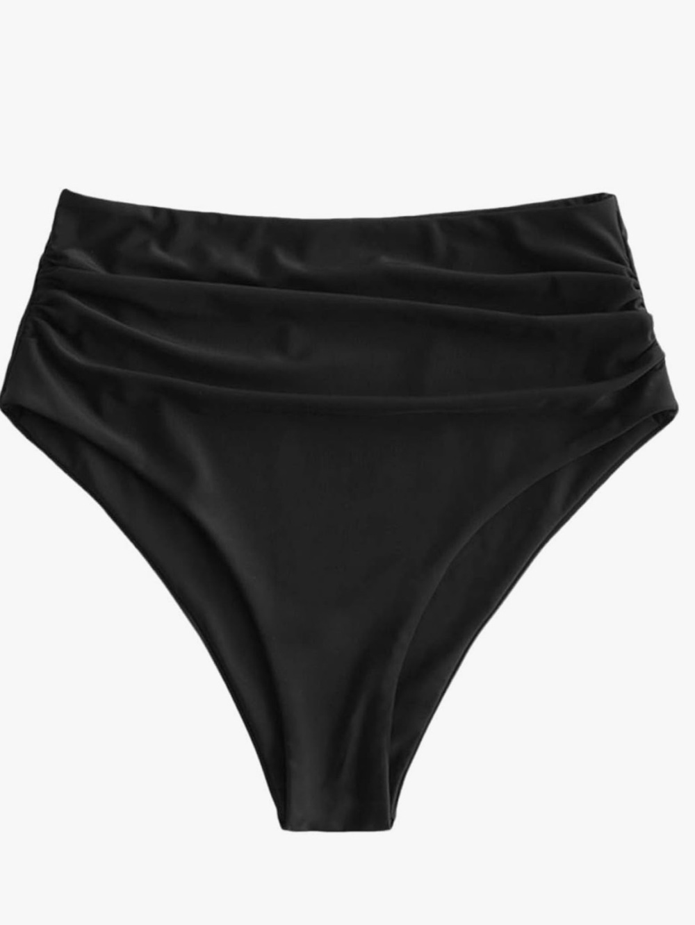 New, High-Waist Black Ruched Bikini Bottom